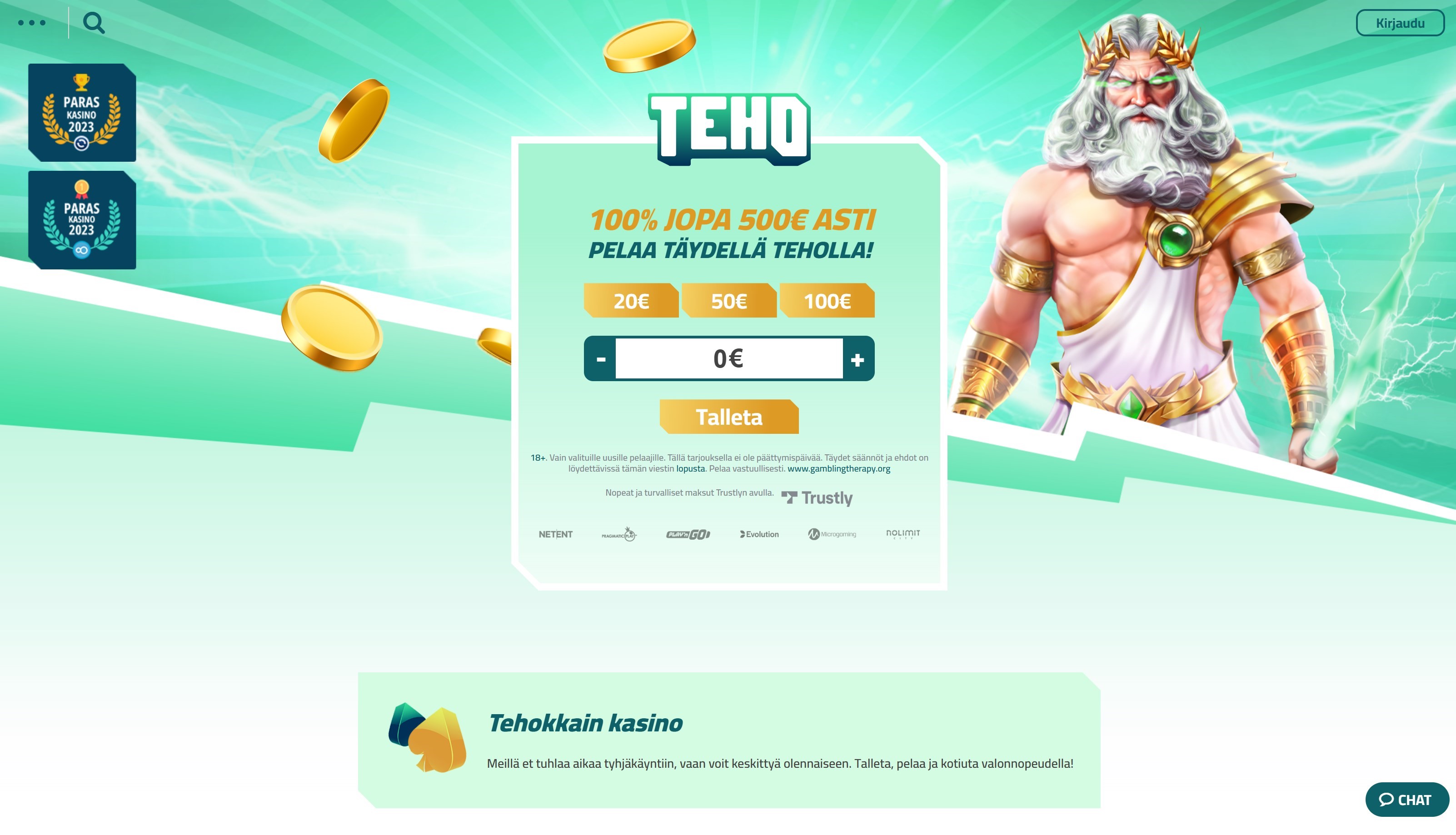 Teho Kasino – suomalainen pikakasino
